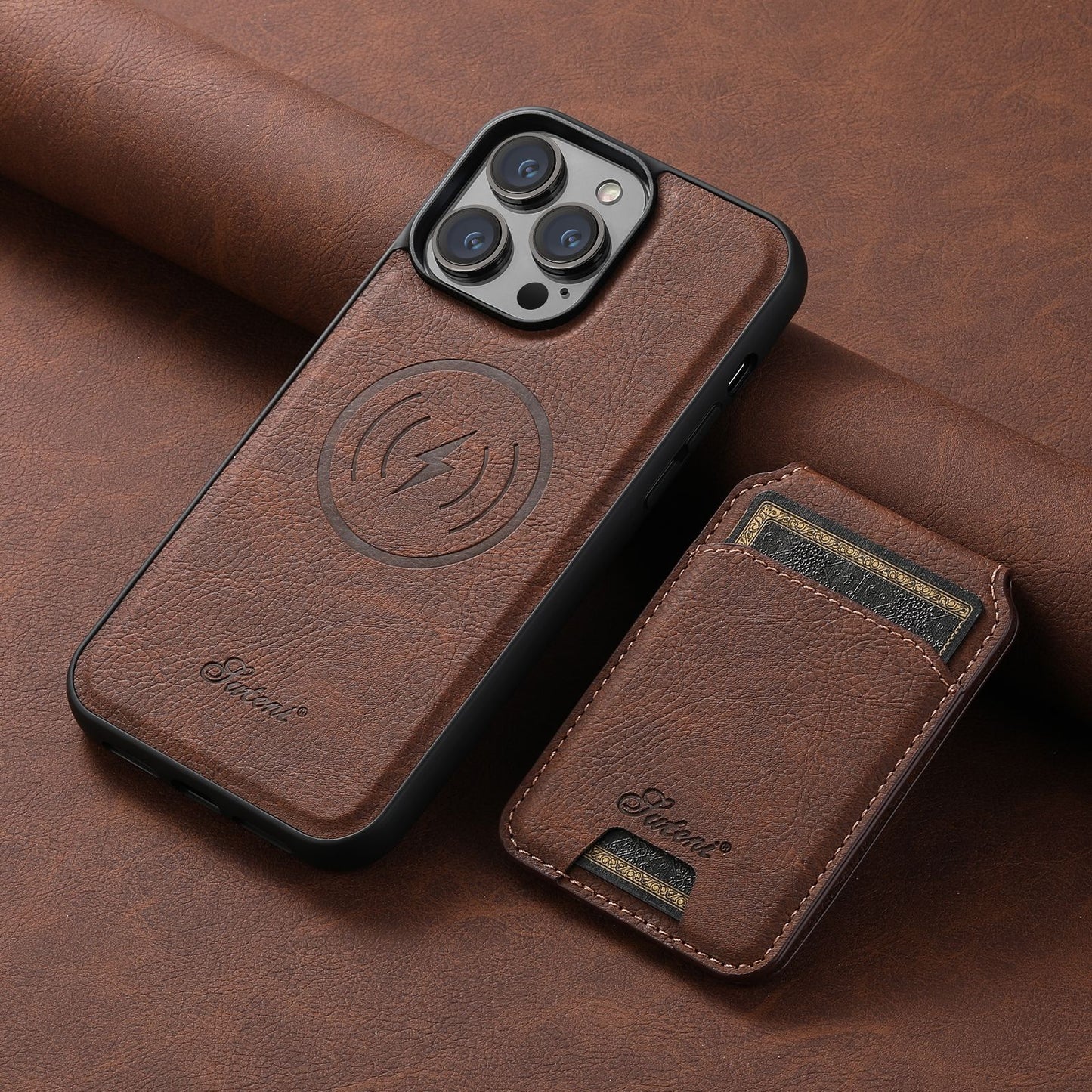 Suitable for Apple 15 phone case car magnetic suction iPhone 14 ProMax anti drop 2-in-1 card insertion case protective cover