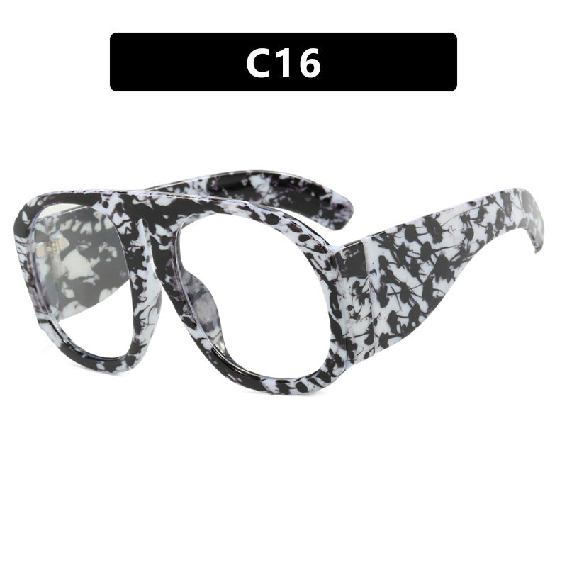 Retro Pilot Flat Mirror Large Frame New Glasses Frame Anti Blue Light Toad Mirror Street Shot Glasses Frame
