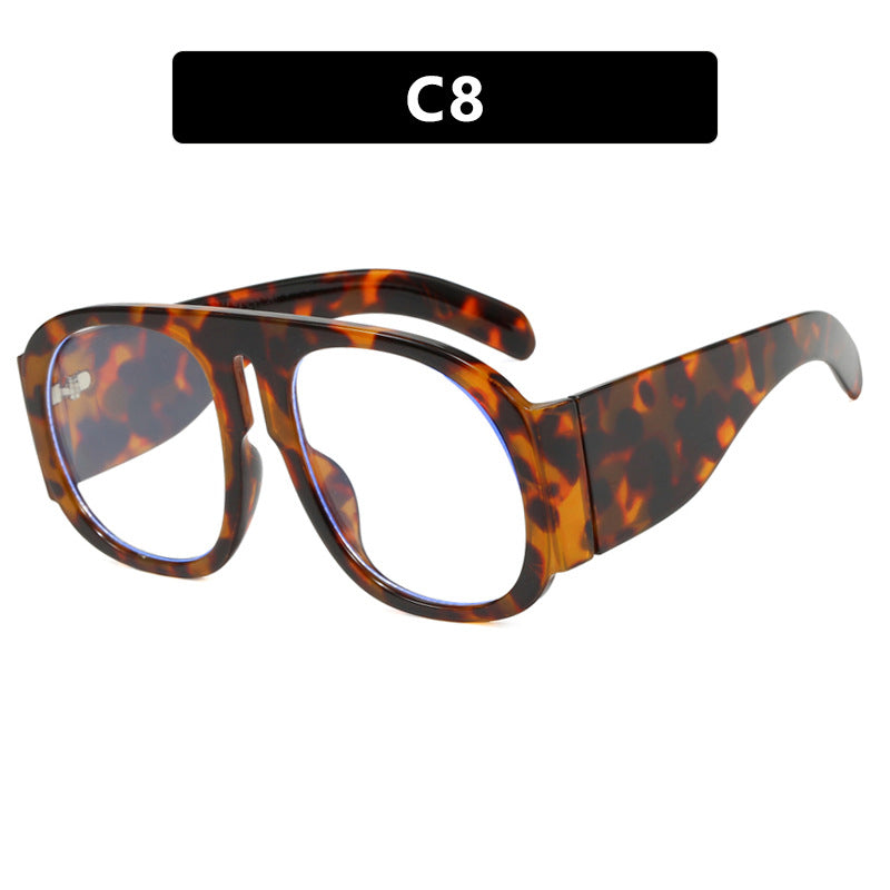 Retro Pilot Flat Mirror Large Frame New Glasses Frame Anti Blue Light Toad Mirror Street Shot Glasses Frame