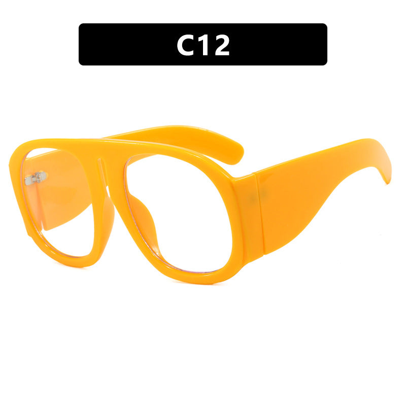 Retro Pilot Flat Mirror Large Frame New Glasses Frame Anti Blue Light Toad Mirror Street Shot Glasses Frame