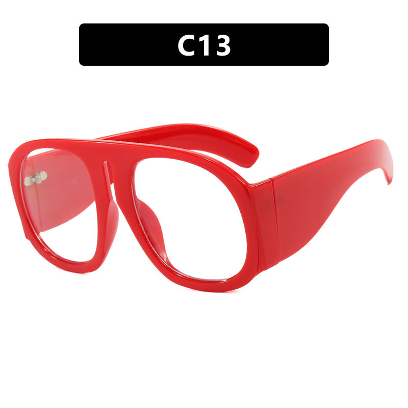 Retro Pilot Flat Mirror Large Frame New Glasses Frame Anti Blue Light Toad Mirror Street Shot Glasses Frame
