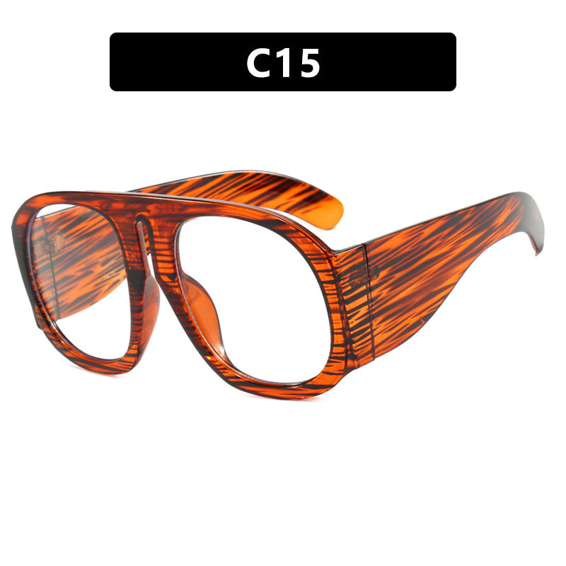 Retro Pilot Flat Mirror Large Frame New Glasses Frame Anti Blue Light Toad Mirror Street Shot Glasses Frame
