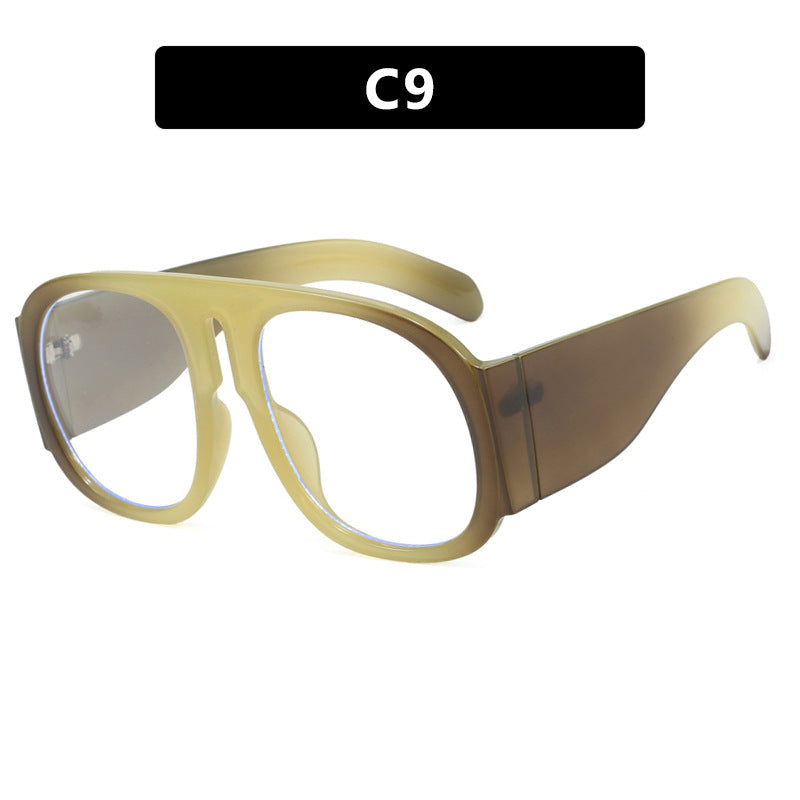Retro Pilot Flat Mirror Large Frame New Glasses Frame Anti Blue Light Toad Mirror Street Shot Glasses Frame