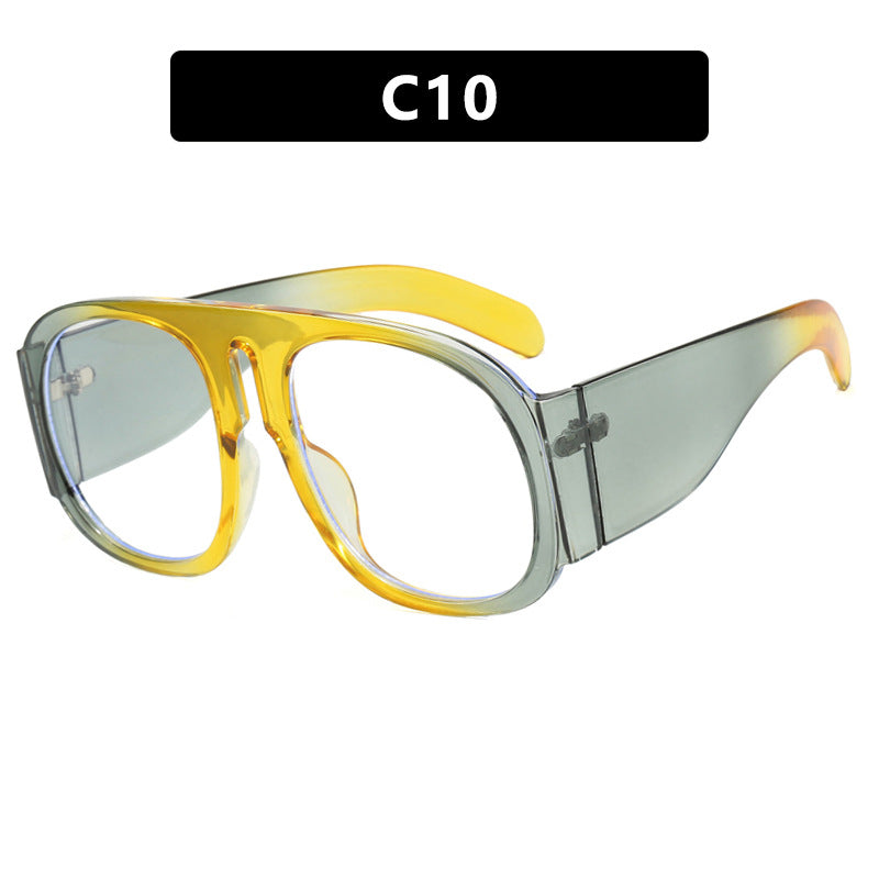 Retro Pilot Flat Mirror Large Frame New Glasses Frame Anti Blue Light Toad Mirror Street Shot Glasses Frame