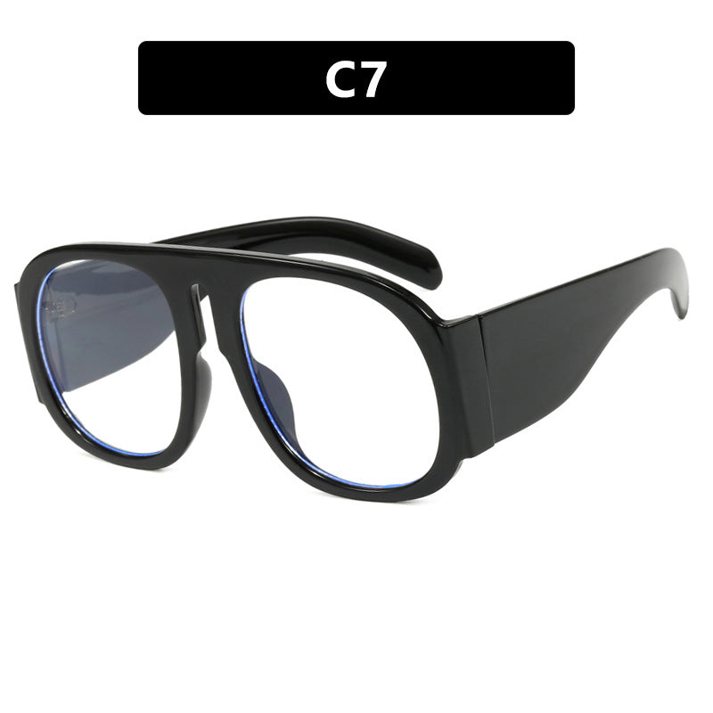 Retro Pilot Flat Mirror Large Frame New Glasses Frame Anti Blue Light Toad Mirror Street Shot Glasses Frame