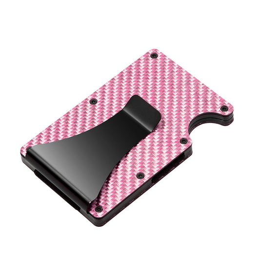 Multifunctional Carbon Fiber Card Holder Metal Card Box Anti-Degaussing Anti-Theft Swipe Credit Card Box Stripe Pattern