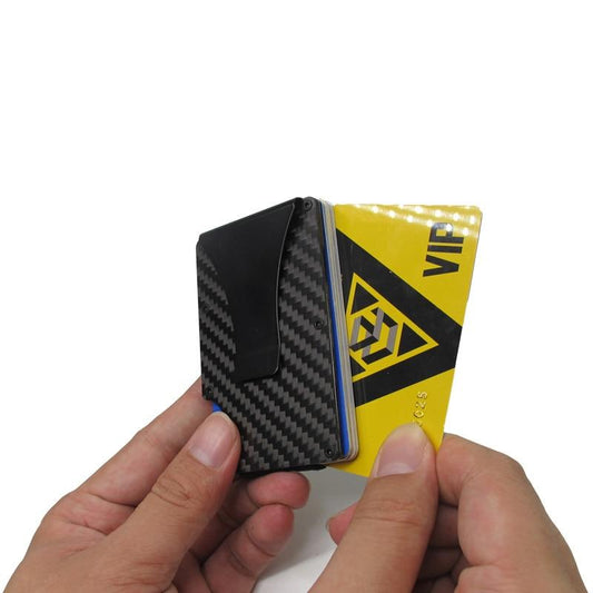 Carbon Fiber Wallet Metal Mini Slim Wallet Men's Credit Card ID Holder With RFID Anti-chief Card Wallet Porte Carte