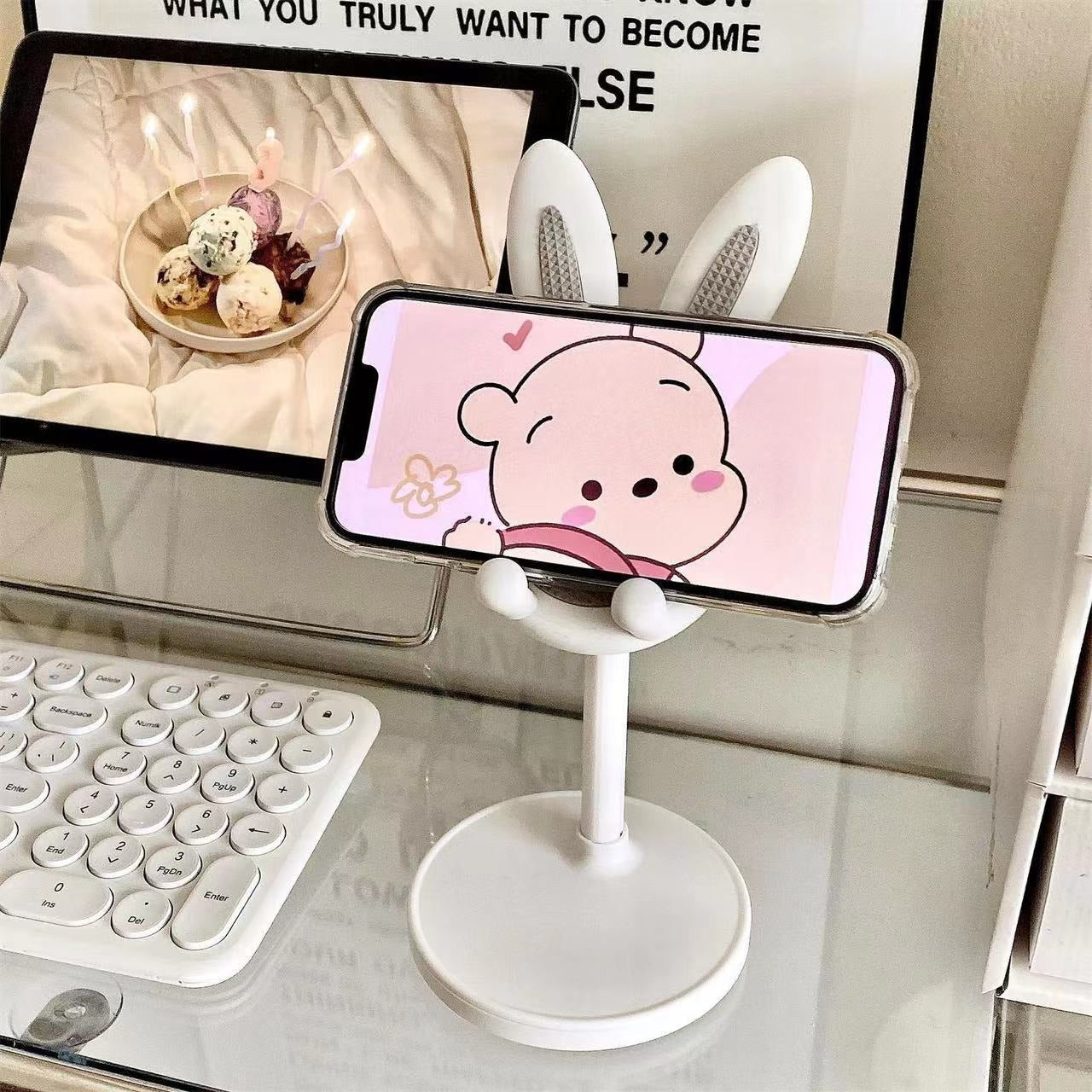 Cartoon Little Rabbit Desktop Mobile Phone Holder Live Drama Chasing Tablet Holder Livable Student Lazy Person Holder Gift