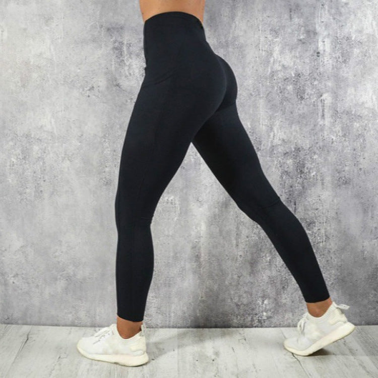 Women's High Waist High Elastic Side Pocket Multicolor Sports Running Fitness Yoga Leggings