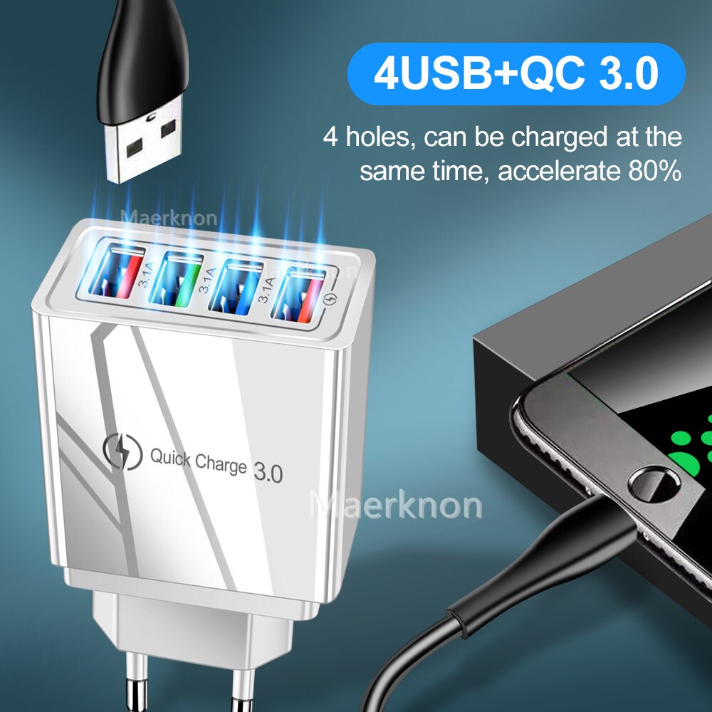 Quick Charge 3.0 USB Charger For iphone 13 12 pro max Fast Wall Charging for Samsung Xiaomi mi Mobile Phone Chargers Adapter