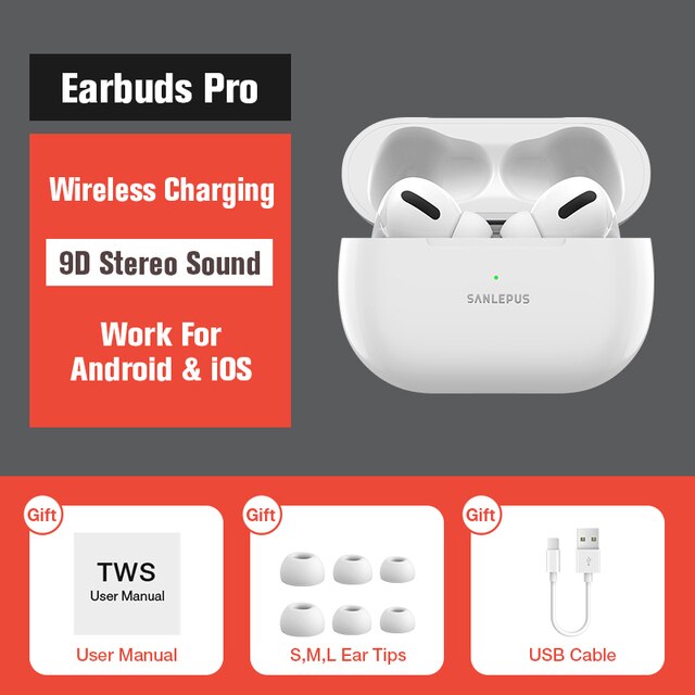 SANLEPUS Earbuds Pro NEW Wireless Headphones TWS In-Ear Bluetooth Earphones 9D Stereo Headset For Android iPhone Xiaomi Huawei